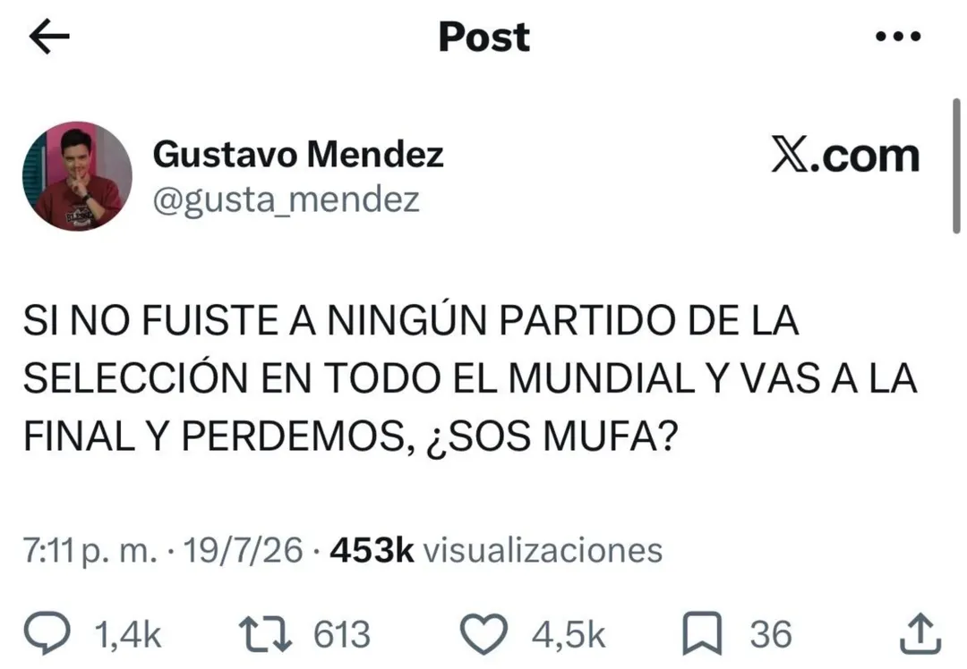 Todo comenzó a partir de este comentario de Gustavo Méndez en X.