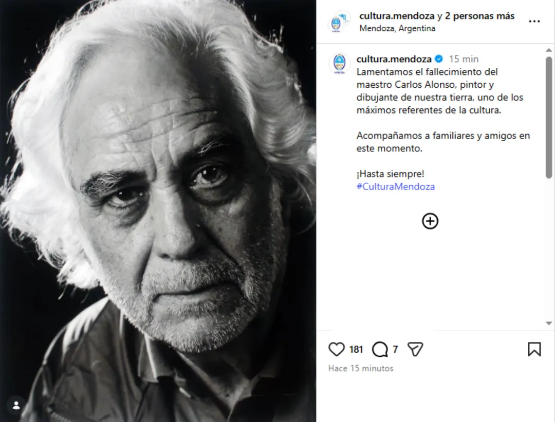 El comunicado de Cultura Mendoza.