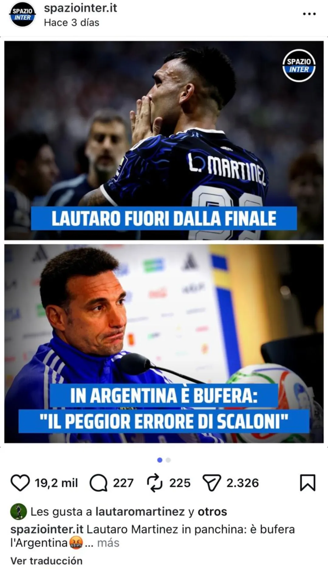 La publicación de Spazio Inter.
