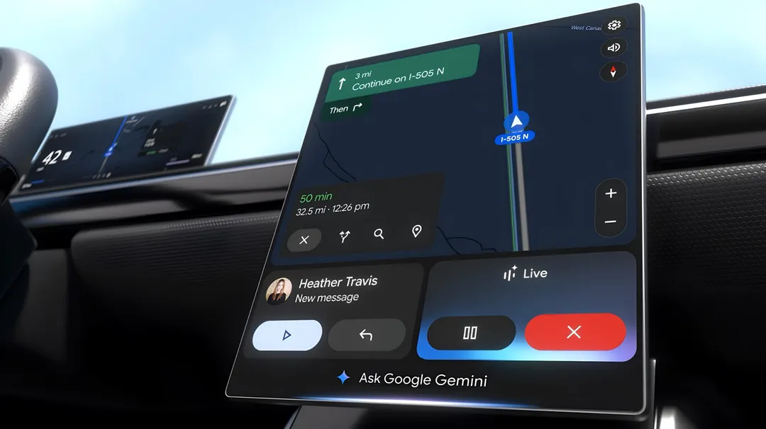 La nueva versión Android Auto 15.1 incluye Material 3 Expressive y prepara la integración de Gemini en los vehículos.