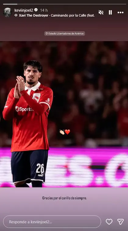 La historia que publicó Kevin Lomónaco luego de ¿su último partido con la camiseta de Independiente?