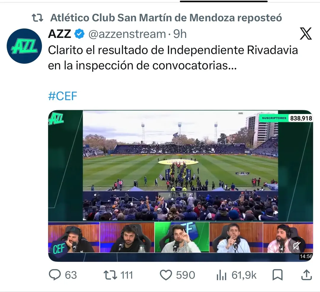 La publicación de San Martín que luego de unas horas fue eliminada.