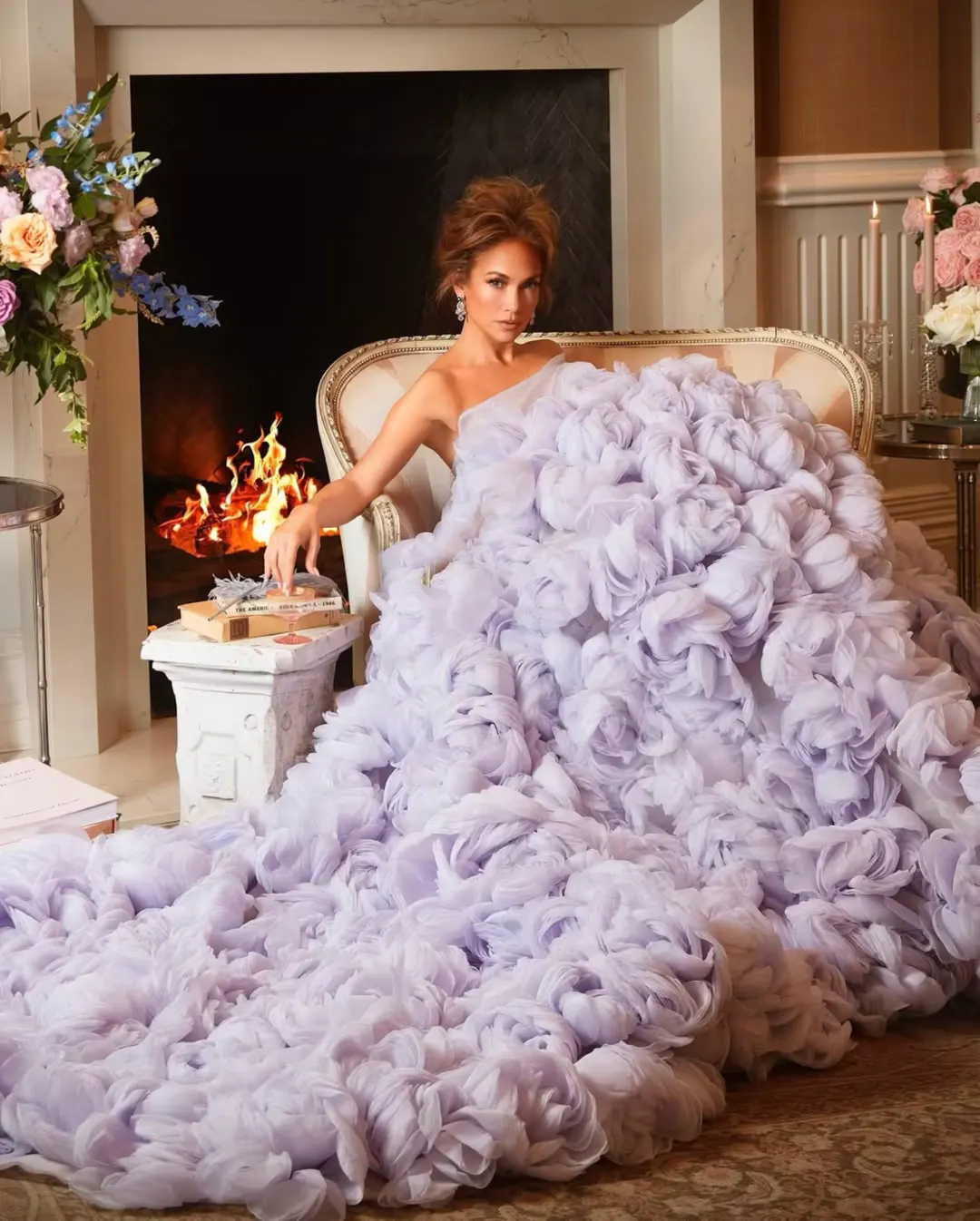 El vestido lavanda de Jennifer López.