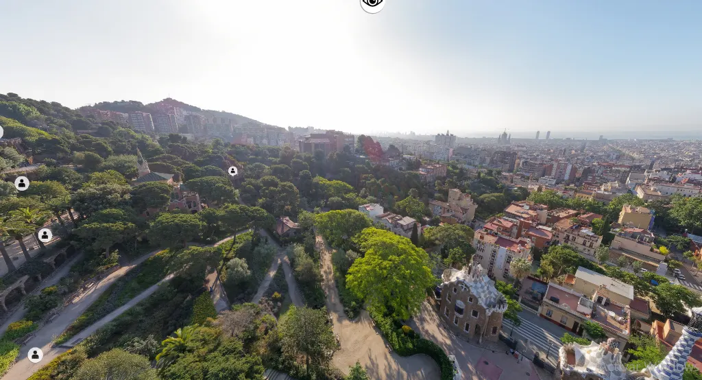 Haciendo clic en el siguiente enlace recorré en forma virtual todo el park Guell de Barcelona: https://parkguell.barcelona/visitavirtual/