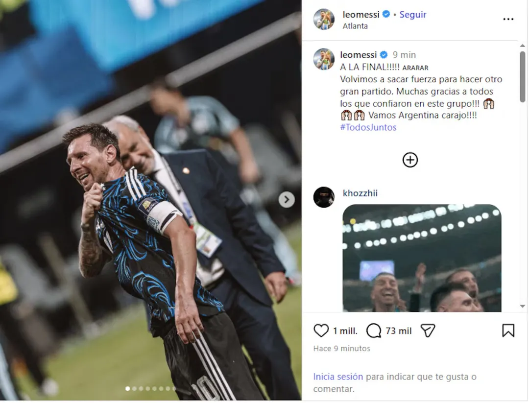 “Volvimos a sacar fuerza”: el posteo de Messi luego de eliminar a Inglaterra y pasar a la final del Mundial.
