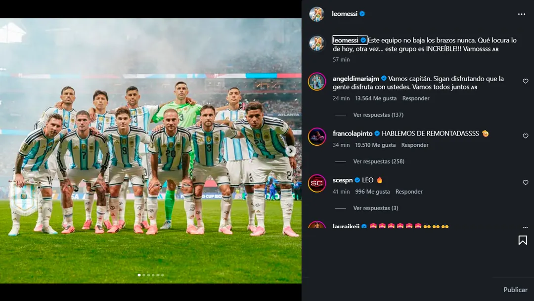 Messi se expidió en su cuenta de Instagram.
