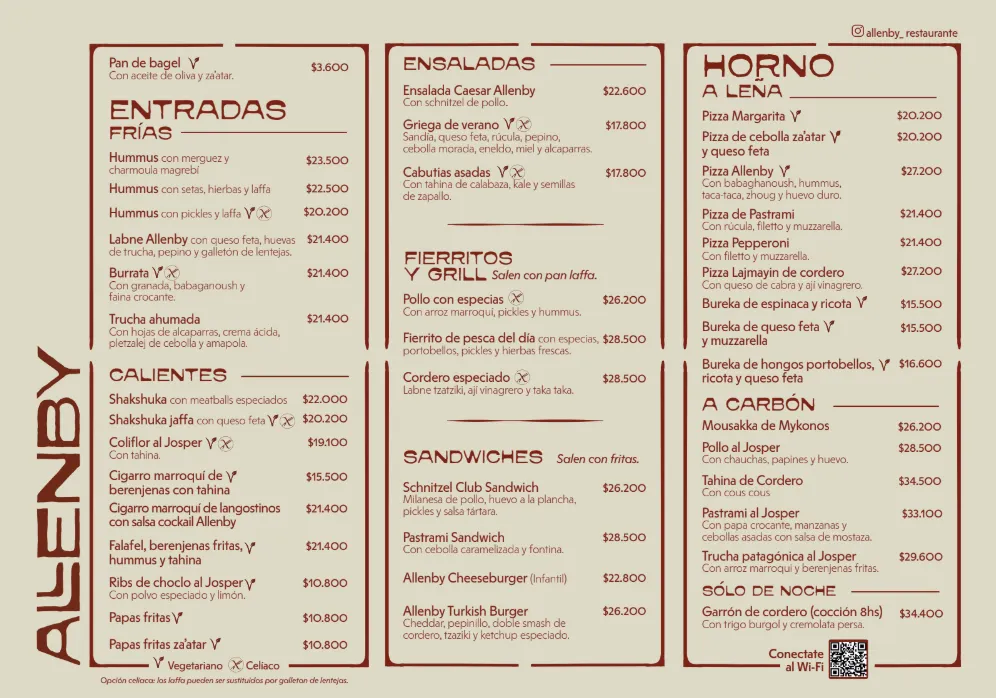 La carta de Allenby, el nuevo restaurante de Recoleta Urban Mall.