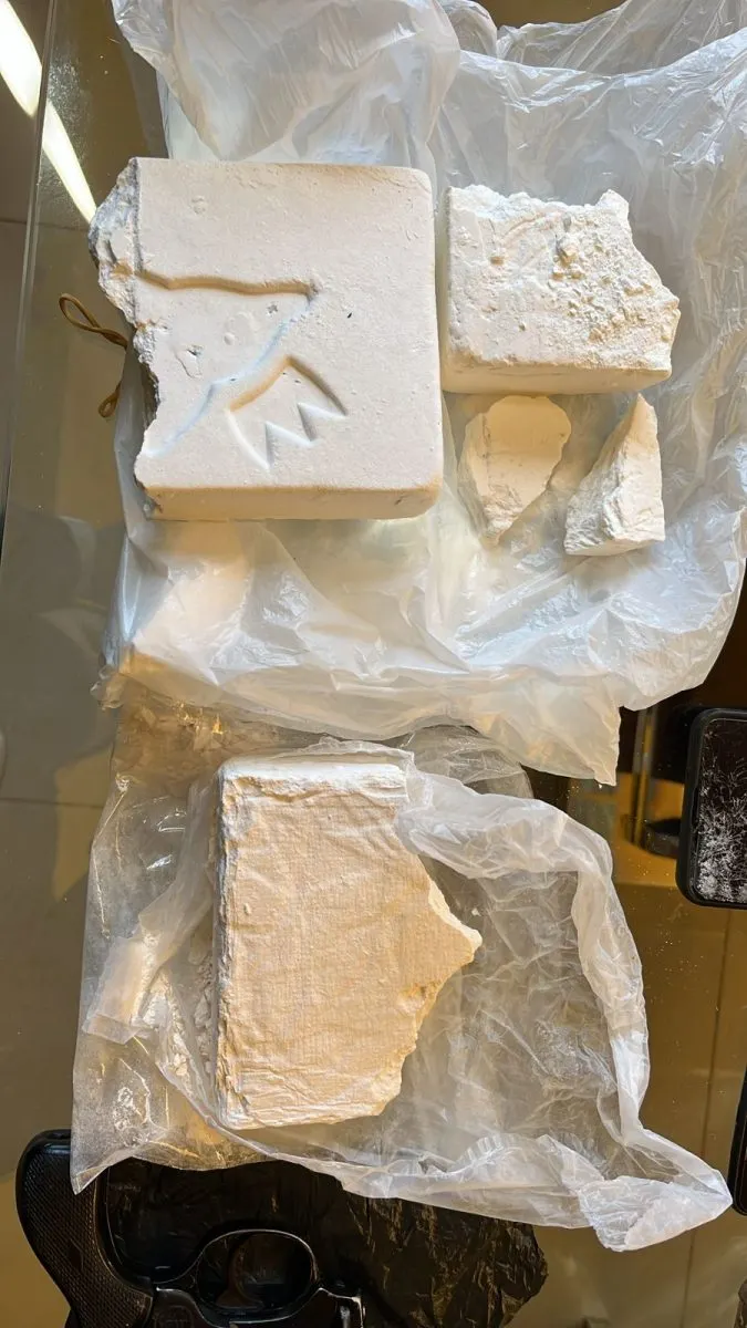 Ladrillo de cocaína marcado con el sello del delfín, secuestrado durante la intervención de los efectivos polciales.