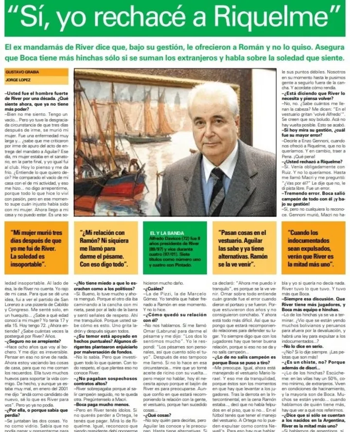 La entrevista de Davicce con Olé, publicada en abril del 2002.