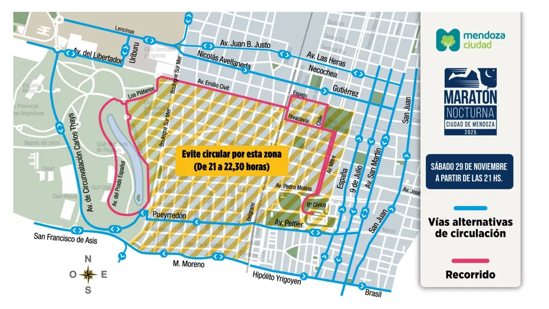 Maratón Nocturna: cortes de tránsito y operativo especial.  