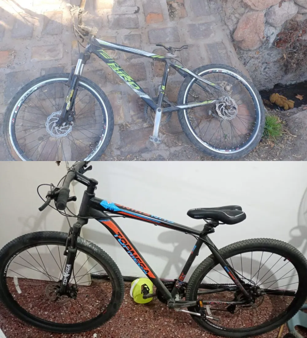 Dos de las bicicletas recuperadas por el personal de Investigaciones en Godoy Cruz. 