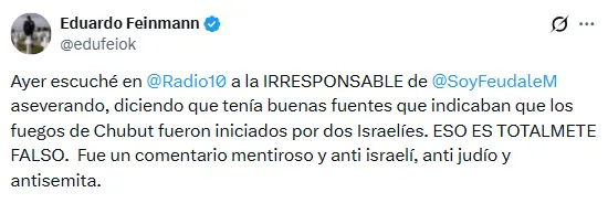 Eduardo Feinmann contra Marcela Feudale. 