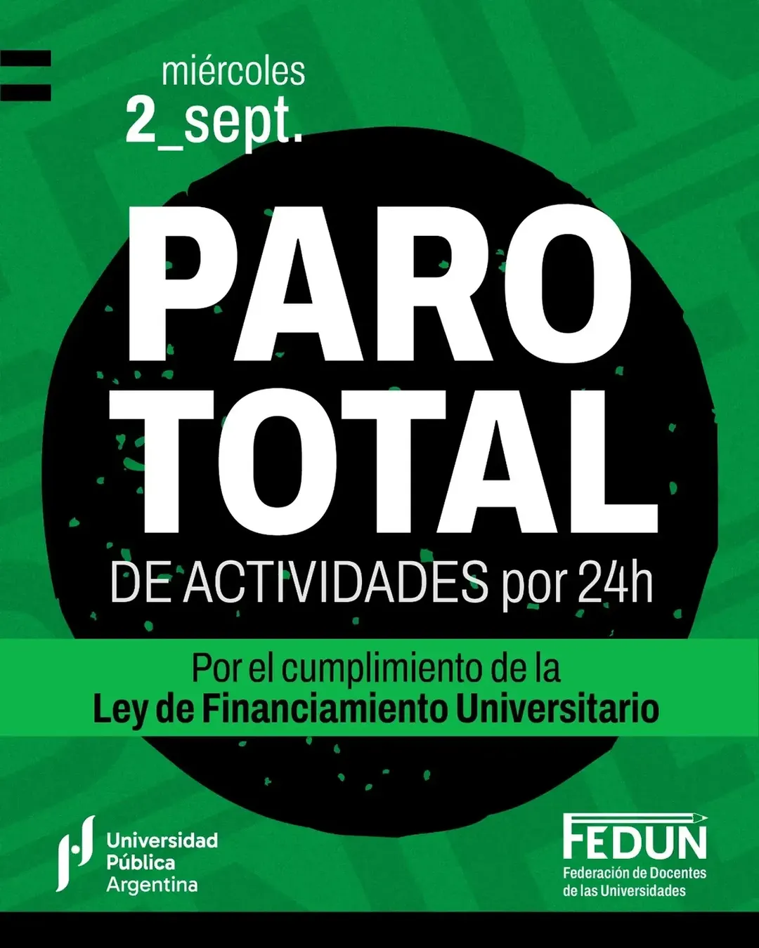 El anuncio del paro universitario en la cuenta de la Federación de Docentes de las Universidades.