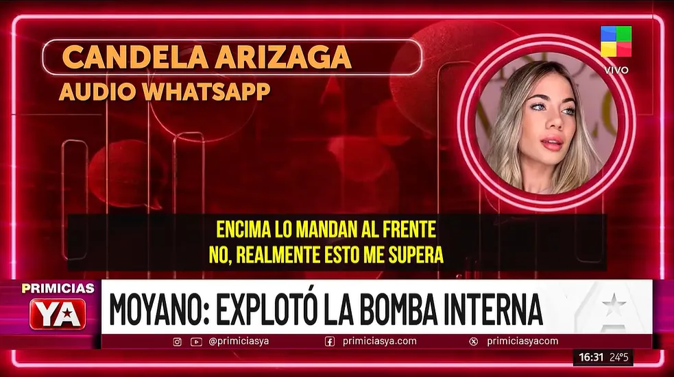 Candela Arizaga contra Facundo Moyano.