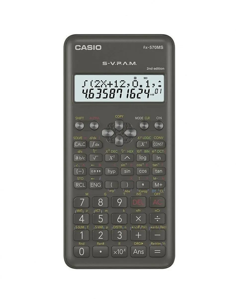 Casio FX-570MS-2: Potencia de 401 funciones ideal para resolver matrices, vectores e integrales.
