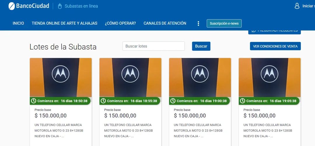 Celulares de distintas marcas son parte de la subasta de ARCA.