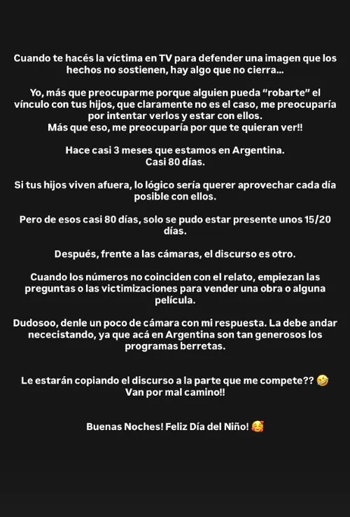 La publicación por la que el conductor apuntó contra Mauro Icardi. 