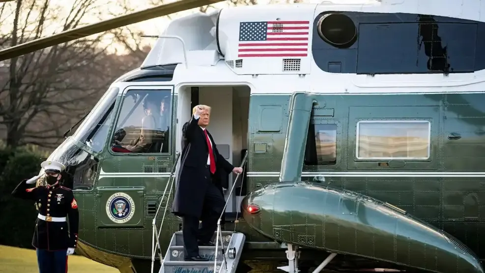 Donald Trump, en su helicóptero presidencial