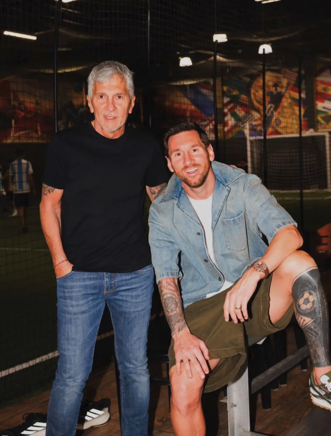 Lionel Messi junto a su papá, Jorge. 