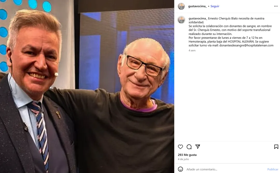 El pedido de Gustavo Cima, colega de Cherquis Bialo. Foto: captura de pantalla Instagram/ @gustavocima_.