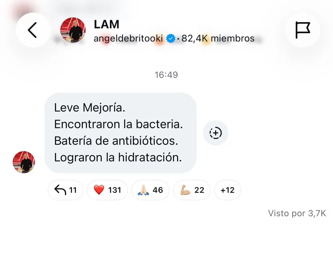 Los últimos reportes confirmaron una leve mejoría en el estado general de la artista.