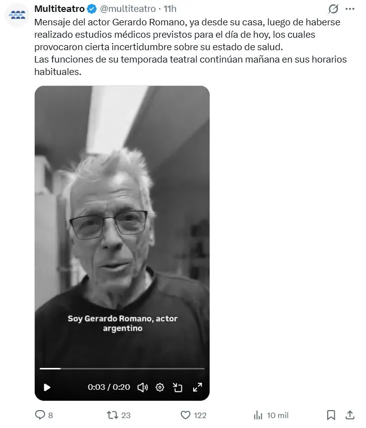 Desde la cuenta oficial del Multiteatro, la empresa de Carlos Rottemberg emitió un parte de tranquilidad para el público.