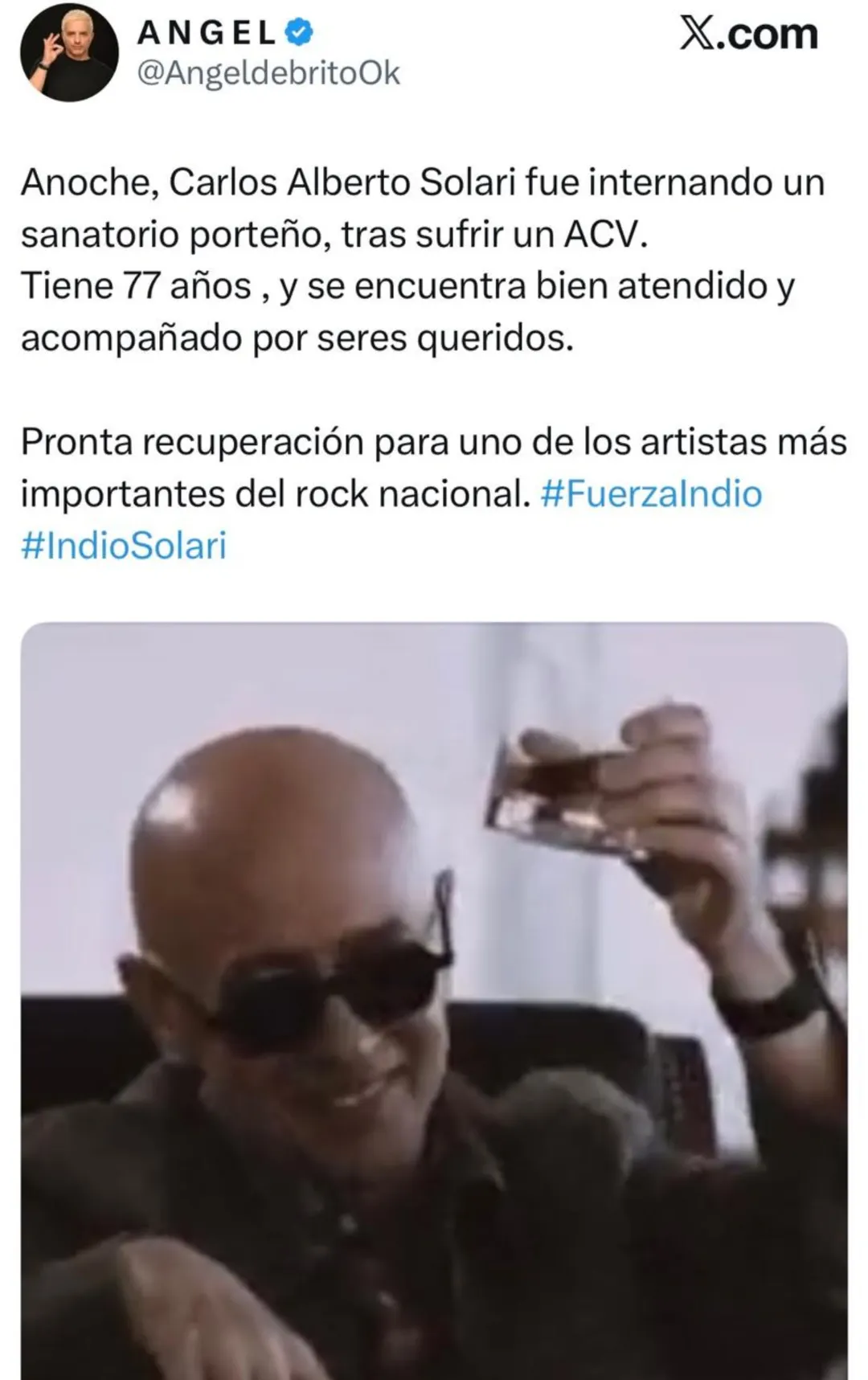 Ángel de Brito aseguró que el músico tuvo un ACV.