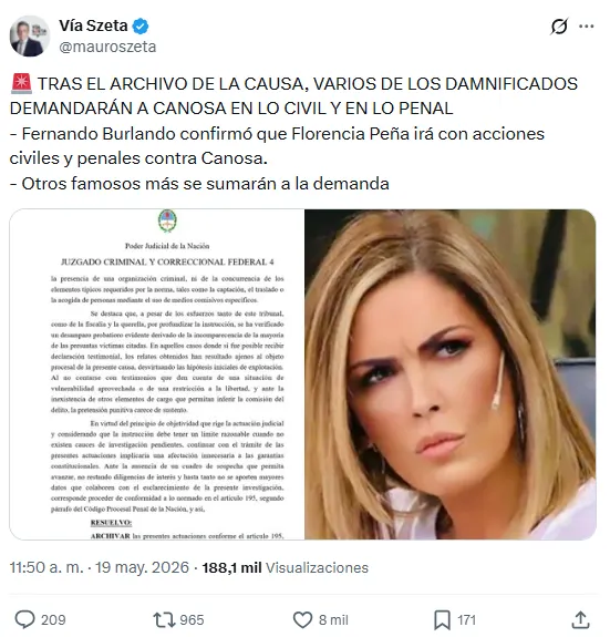 Viviana Canosa será demandada por Florencia Peña y se sumarán más figuras a la denuncia. 