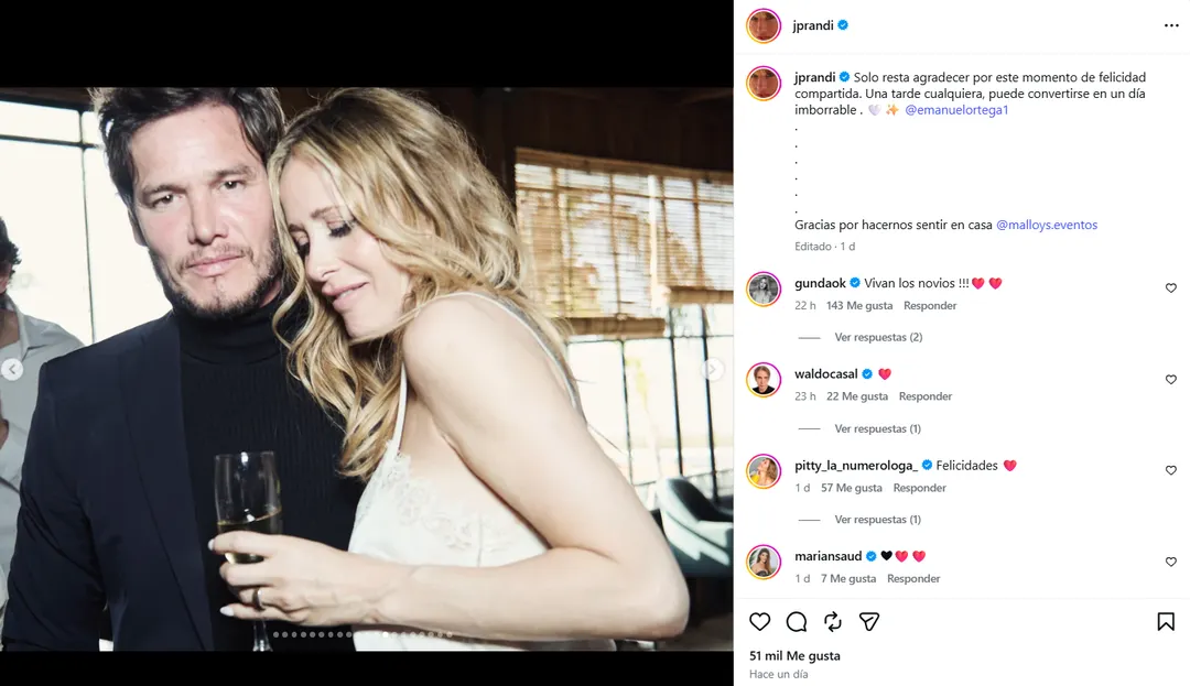 Julieta Prandi tras el casamiento. 