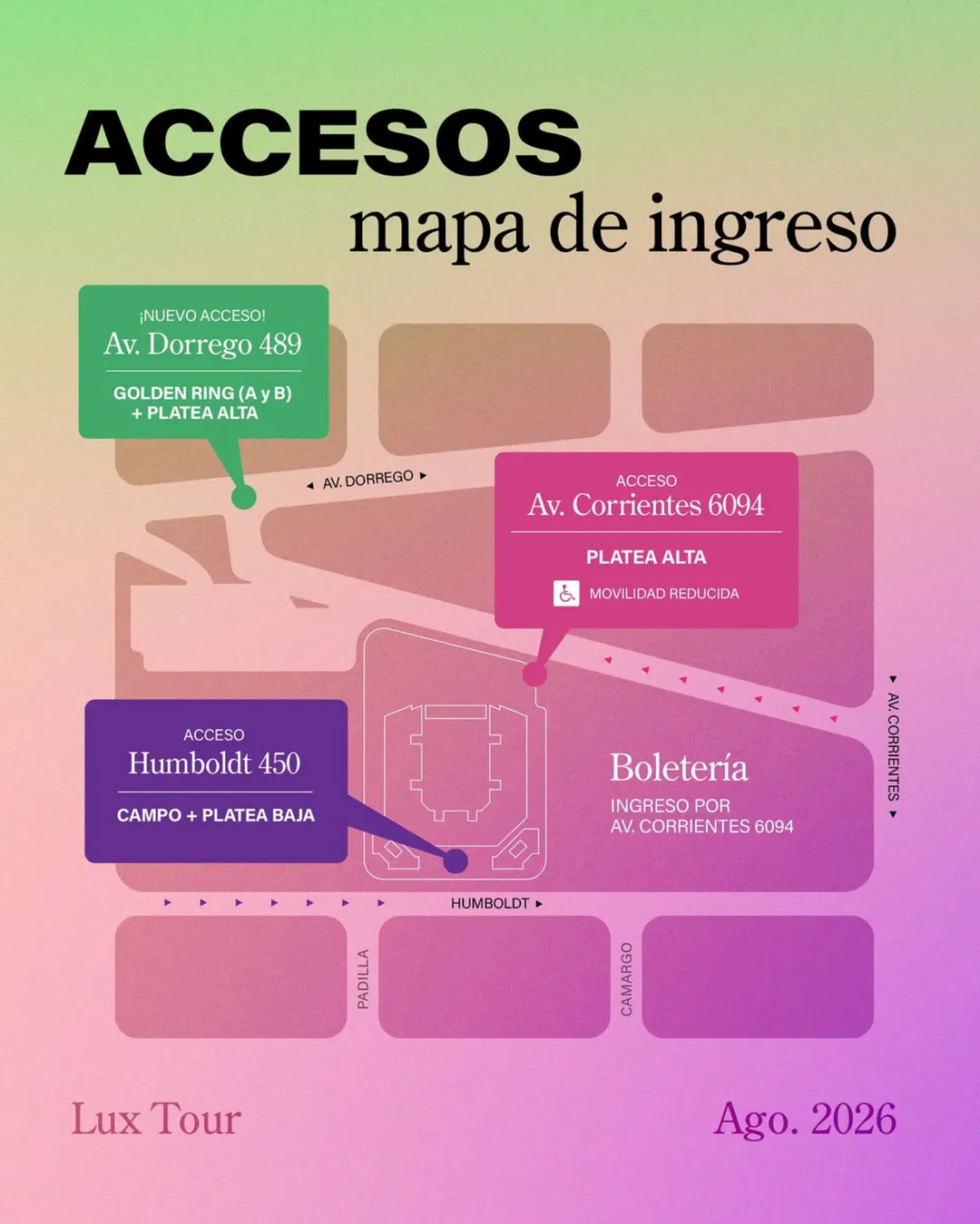El mapa de ingresos para los shows de la cantante.