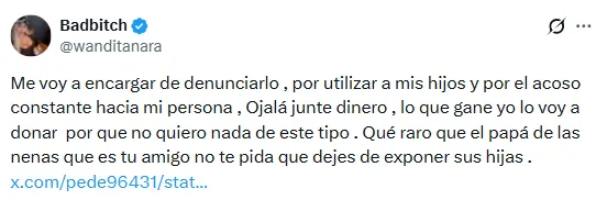 El posteo de Wanda Nara contra Gustavo Méndez. 
