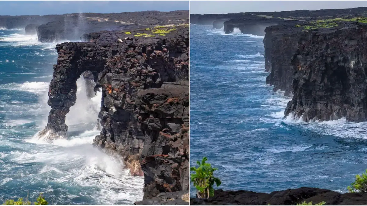 Colapsa en Hawái el emblemático arco marino Hōlei de 550 años de antig