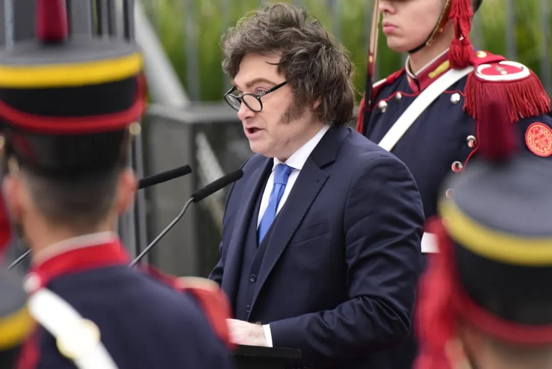 Javier Milei en pleno discurso.