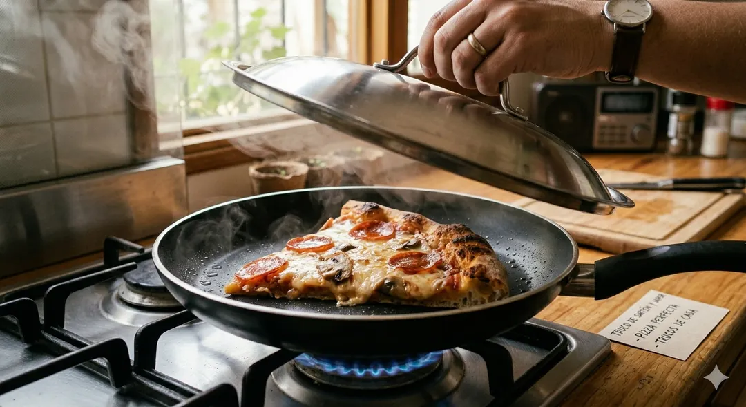 La pizza parecerá recién hecha con este consejo. Fuente: IA Gemini.