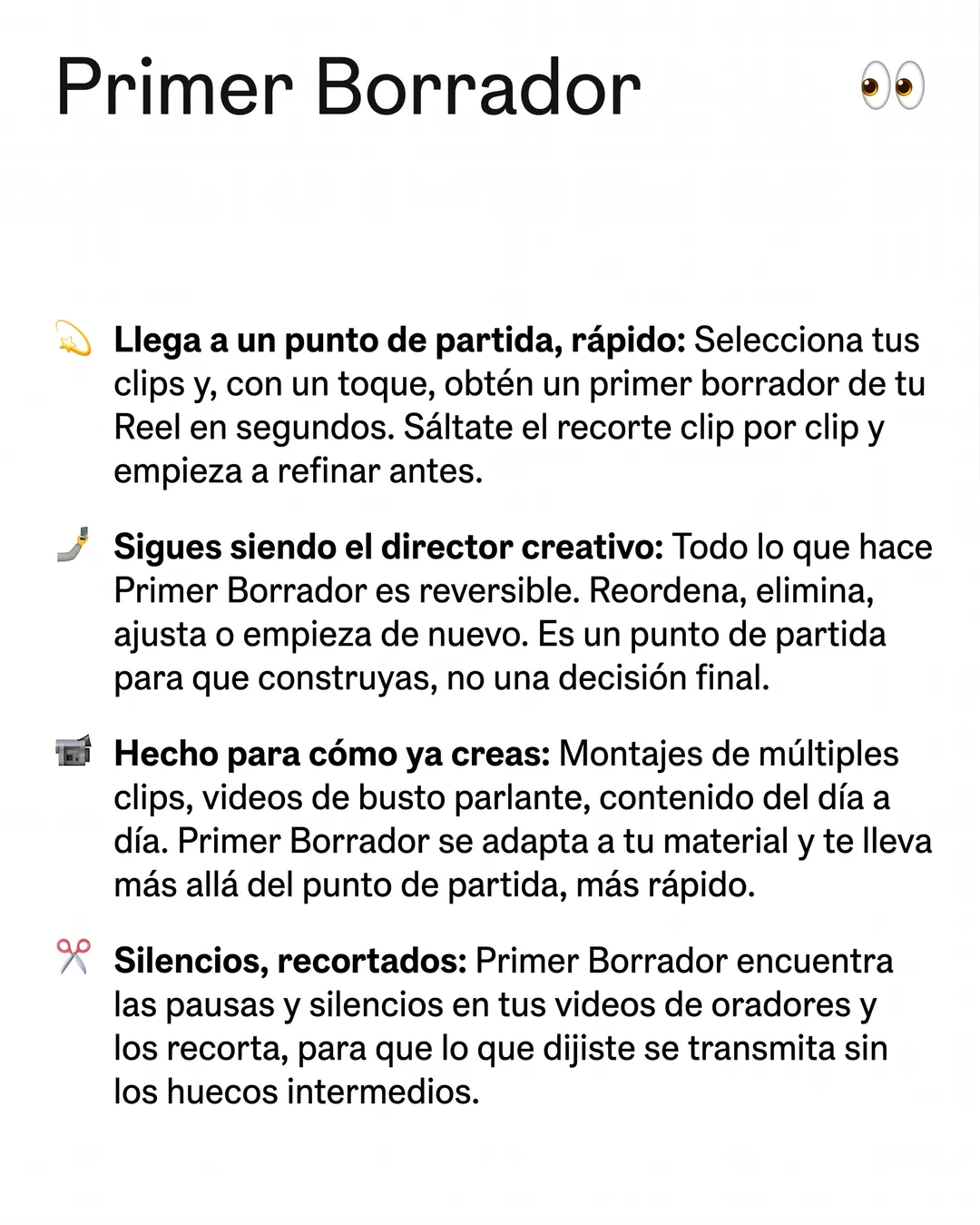 La plataforma Instagram sumó un botón para automatizar los primeros cortes de edición.