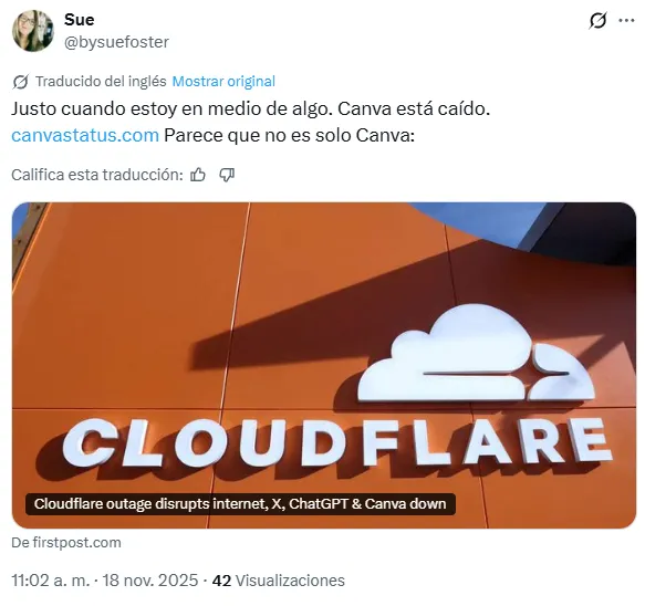 La plataforma de diseño Canva se suma a la lista de sitios caídos.