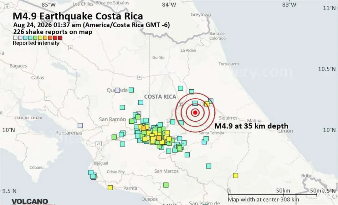 Sismo en Costa Rica.