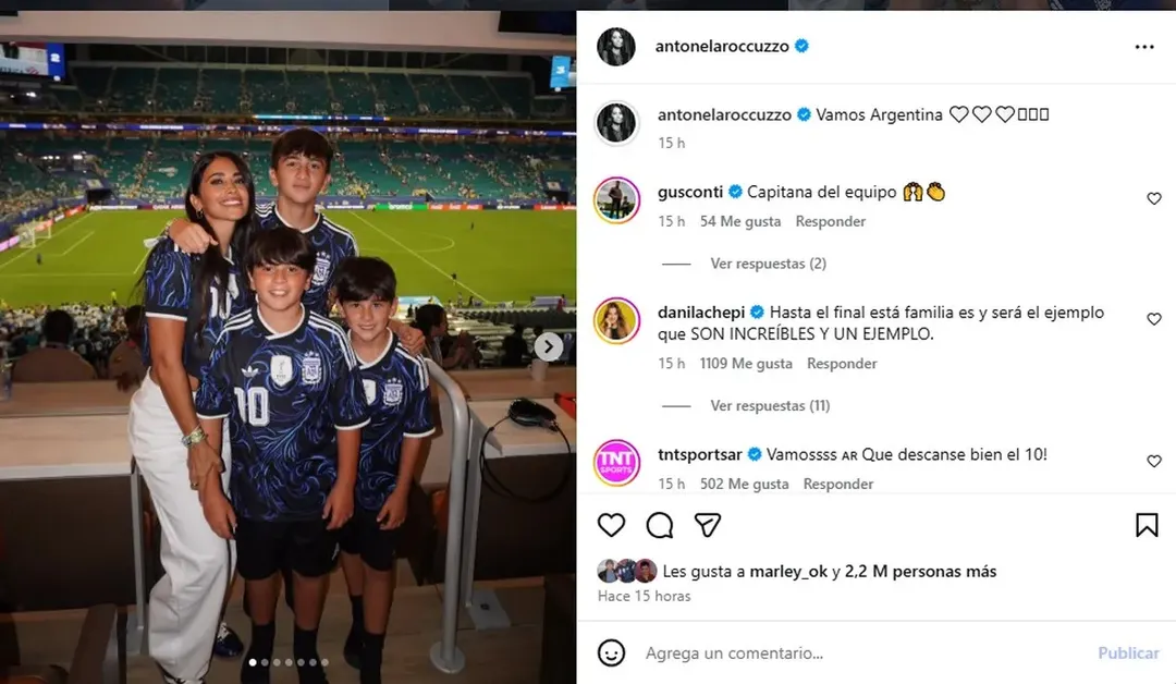 Antonela Roccuzzo celebró el triunfo de la Selección argentina.