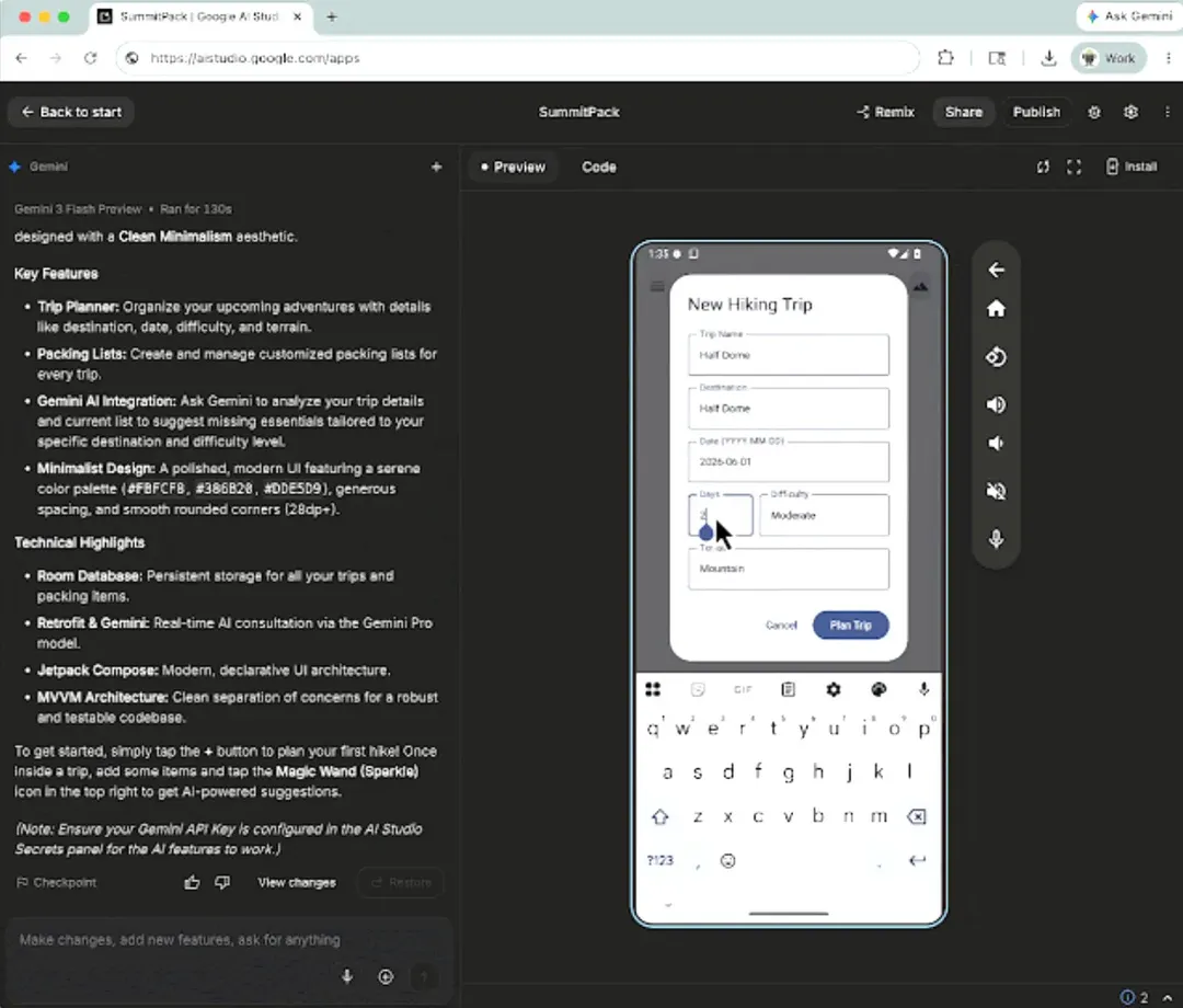 La plataforma virtual Gemini AI Studio facilita el desarrollo ágil de software desde el navegador web.