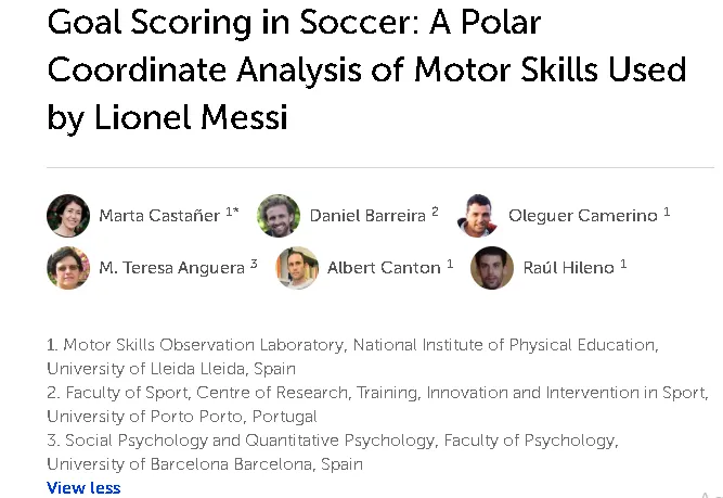 Esta investigación también de hace 10 años fue sobre cómo Lionel Messi utiliza sus habilidades motrices y lateralidad en acciones de ataque individuales que terminan en un gol. 