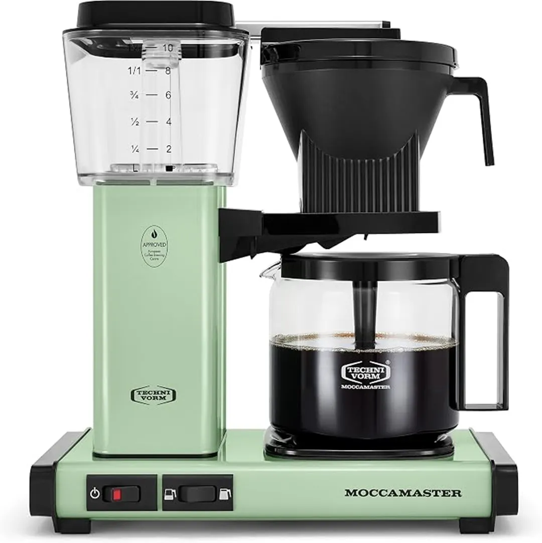 Moccamaster KBGV Select Coffee Maker: Estructura premium de alta durabilidad con selector de jarra inteligente para regular la temperatura exacta.