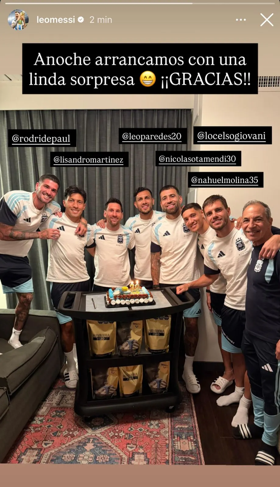 La primera foto que compartió Messi de su cumpleaños.