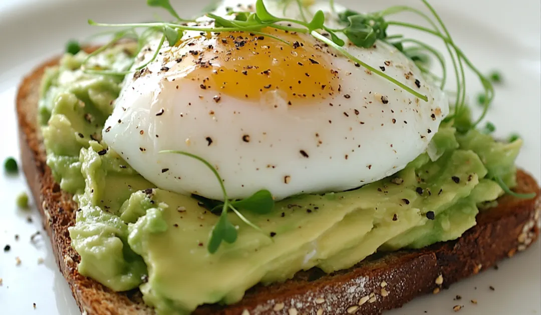 Tostada con palta y huevo poché.