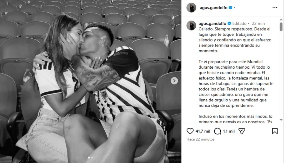 El posteo que le dedicó la mendocina al futbolista.