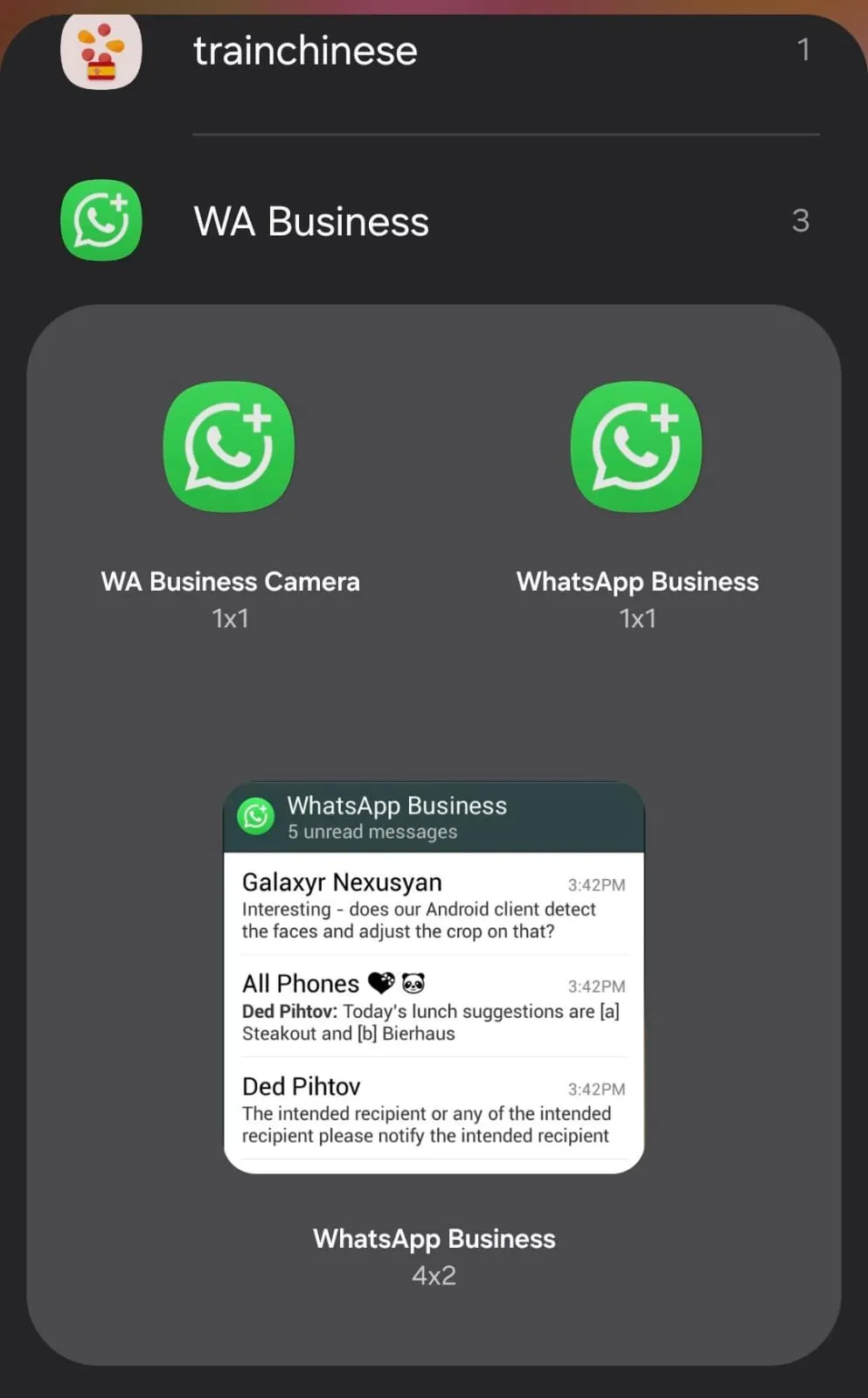 El widget de WhatsApp permite desde el inicio leer mensajes sin abrirlos.