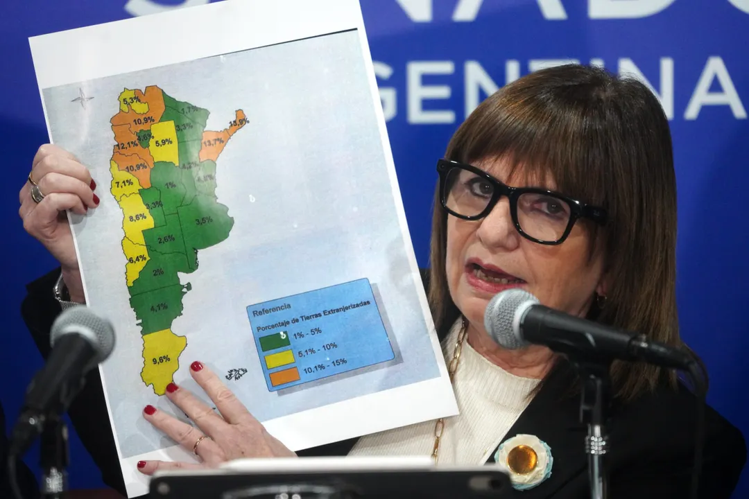 Patricia Bullrich en conferencia de prensa en el Senado.