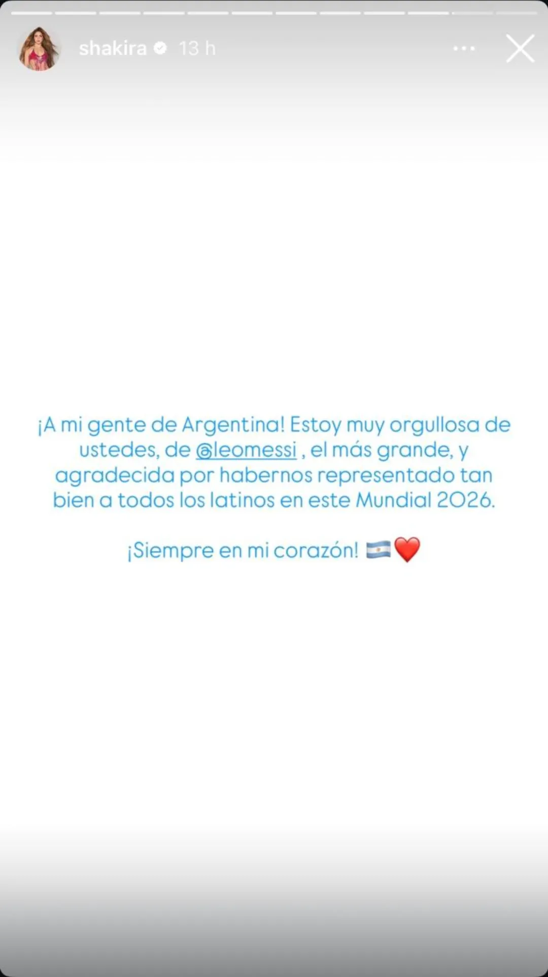 La artista le dedicó un mensaje especial a Argentina.