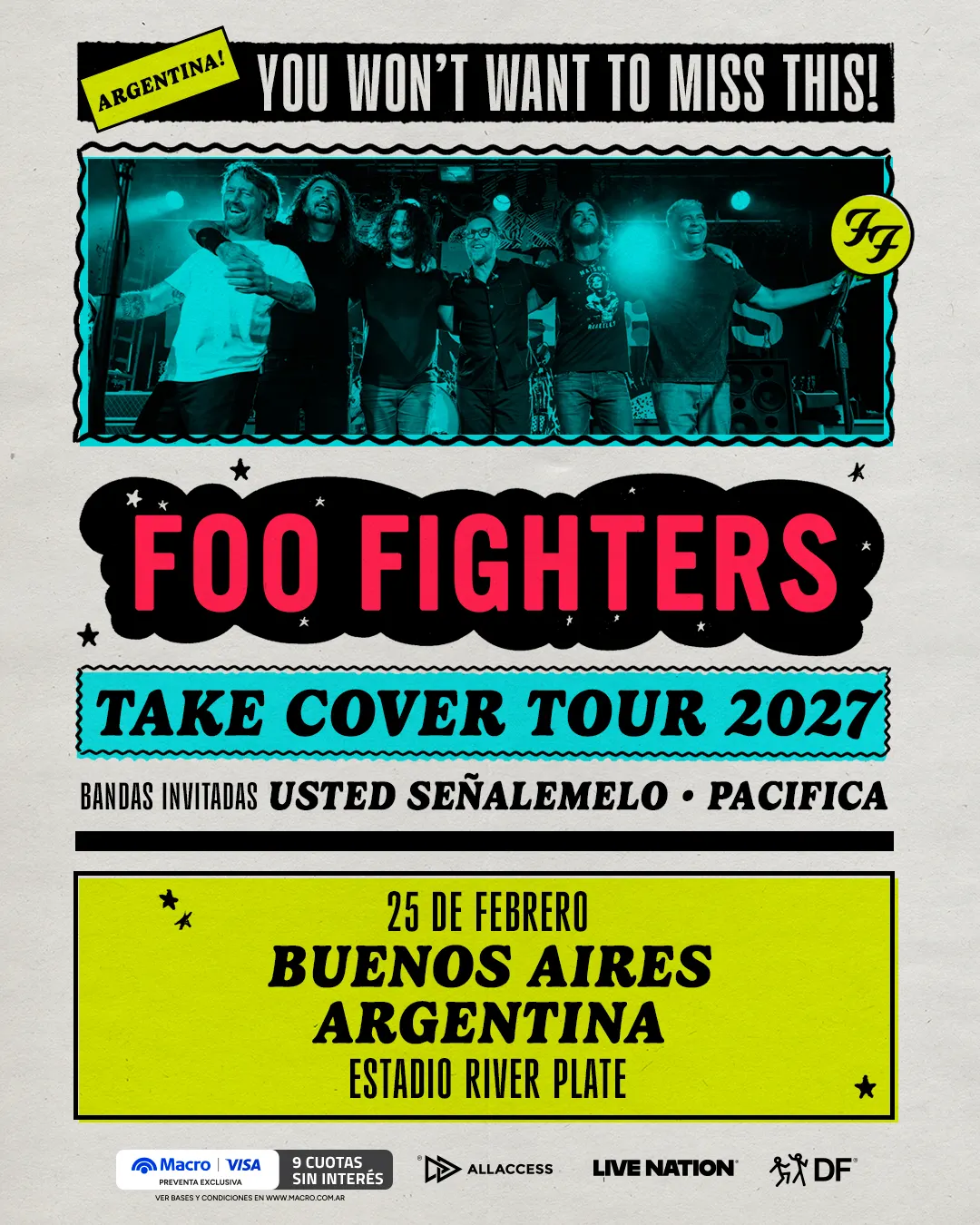 Foo Fighters tocará en River en 2027.
