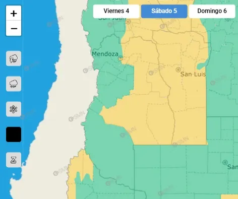 El SMN emitió un alerta por viento para este sábado en Mendoza. 
