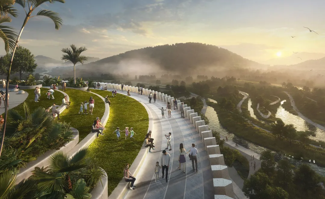 Desde el techo, el visitante puede experimentar el museo como una extensión del parque.